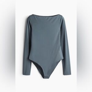 H&M Boat Back Bodysuit Dusty Blue